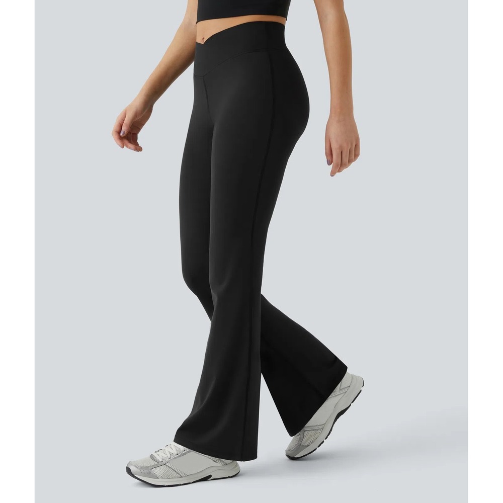 Halara Pants Womens Small Tall Daystretch Crossover Flare Yoga Leggings Black